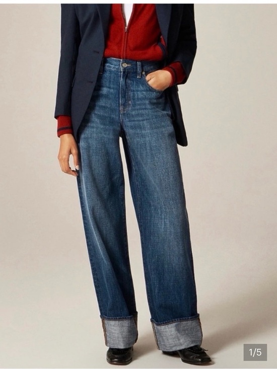 J. Crew Denim - Jcrew Petite Cuffed Lower-Rise Wide Leg Jean